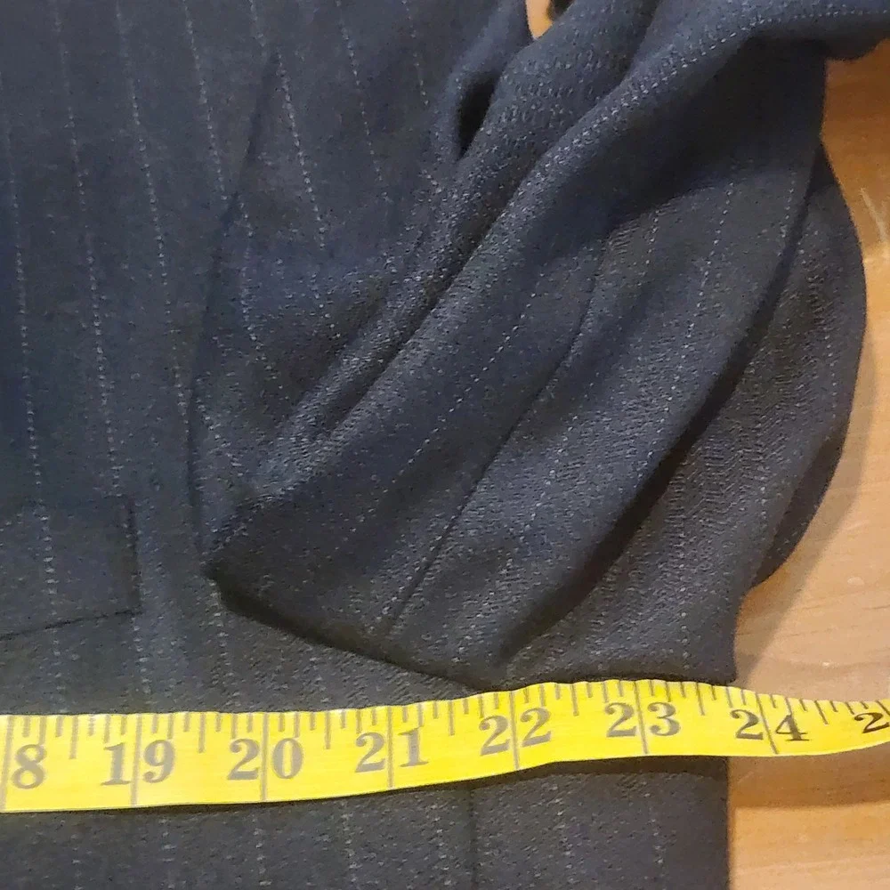 Yves Saint Laurent YSL Wool Pinstripe Blazer Navy Blue Jacket Business‎ Work VTG